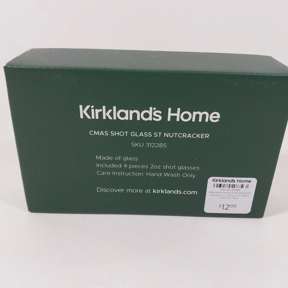 Kirkland's Home Nutcracker Shot Glasses Set of 4 Holiday Barware‎ 2 oz NEW